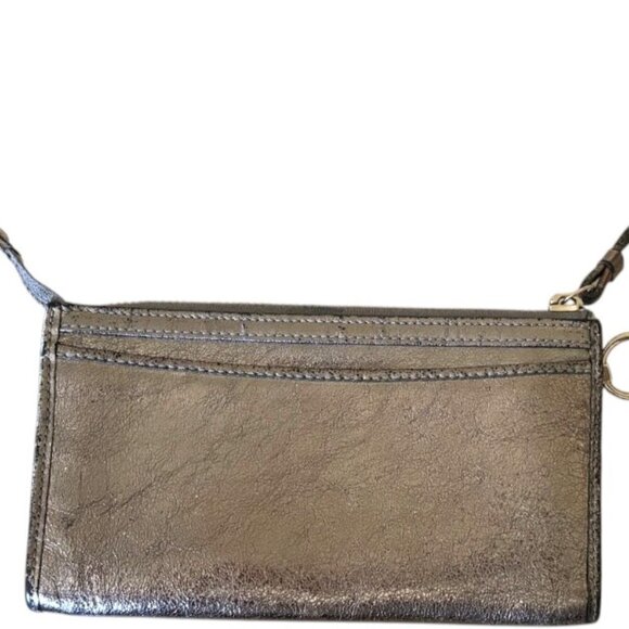 Coach Poppy Gray Metallic Leather Double Zip Clutch Wristlet - Picture 4 of 9